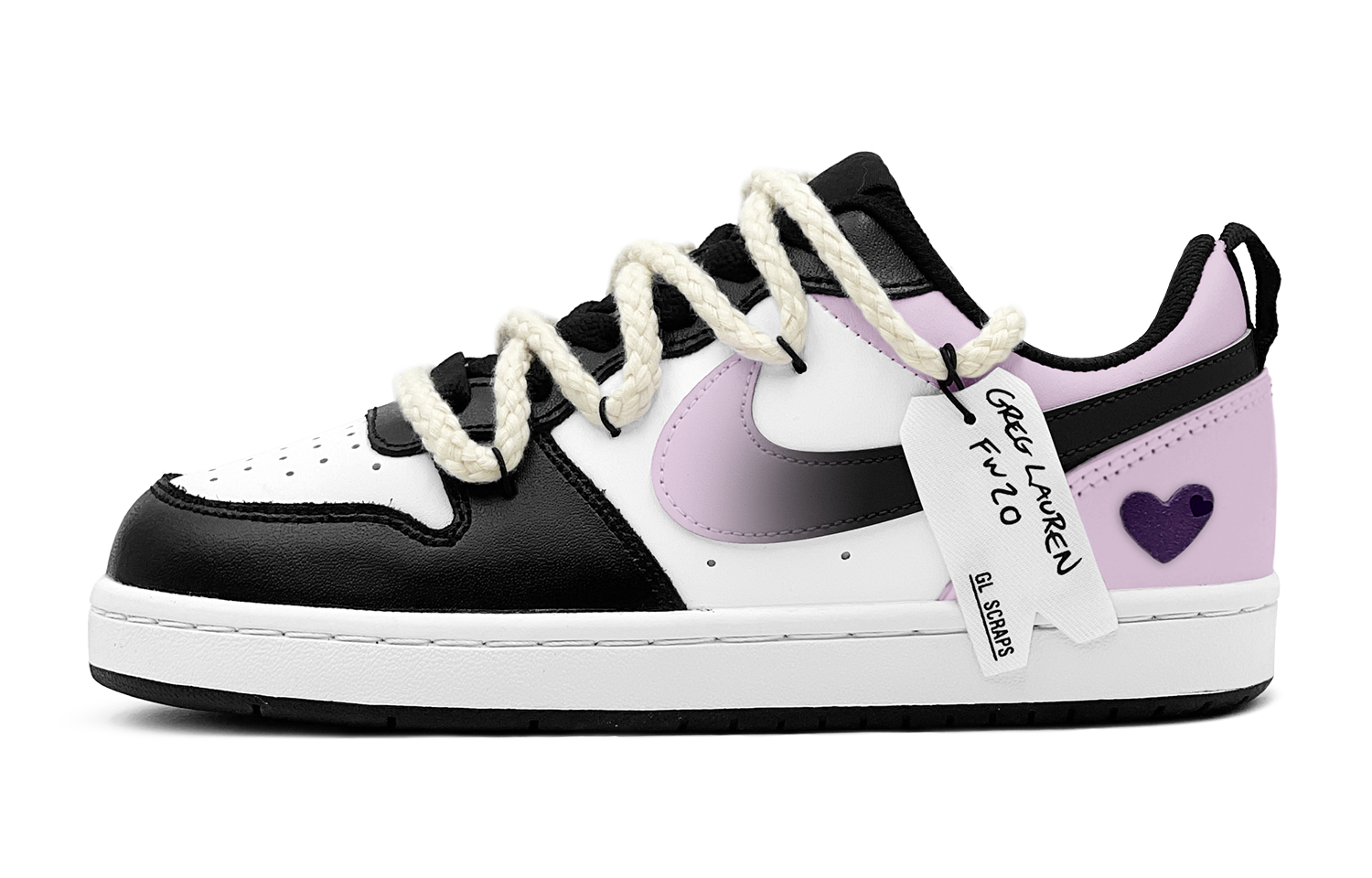 Order (W) [Sepatu Kustom] Nike Court Borough Low 'Summer Sweetheart Ungu Cinta' BQ5448-115(TeamS2-心动紫爱心S-BOX)