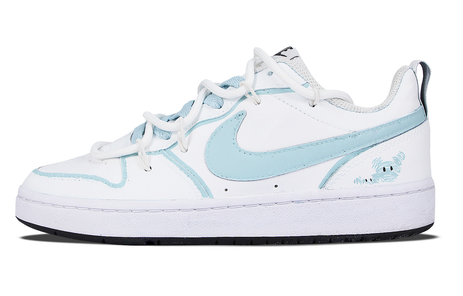 Order (W) [Kasut Reka Khas] Nike Court Borough Low 'Putih Biru Kala Jengking' BQ5448-104(Team298-线条蝎子)