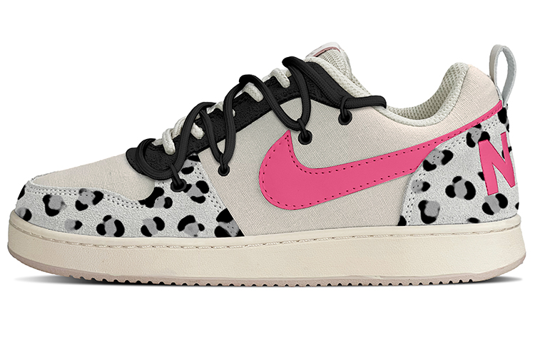 Order 【訂製球鞋】 Nike Court Borough  PRM 澀谷辣妹Y2K 豹紋甜心 vibe解構綁帶 低筒 板鞋 女款 粉黑