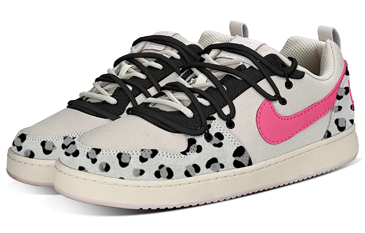 Shop 【訂製球鞋】 Nike Court Borough  PRM 澀谷辣妹Y2K 豹紋甜心 vibe解構綁帶 低筒 板鞋 女款 粉黑