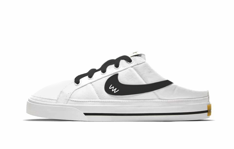 Buy 【訂製球鞋】Nike Court Legacy Mule 夏日精靈 輕訂製 防滑平衡 半拖 低筒 板鞋 女款 白黑