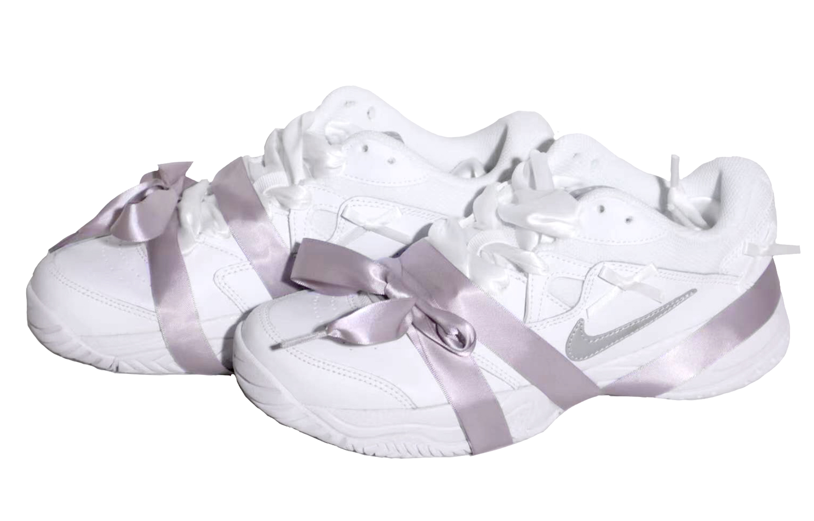 Lookbook 【客製球鞋】 Nike Court Lite 2 法式裸銀緞帶 舒適百搭 低筒 網球鞋 女款 白色
