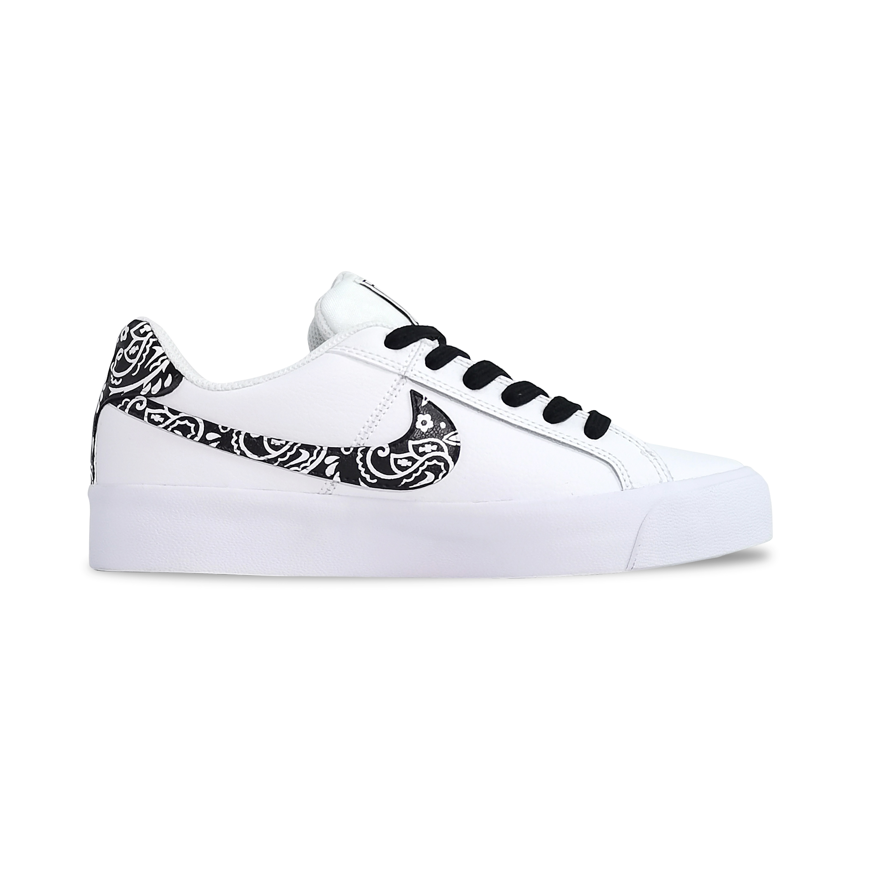 Order 【客製化運動鞋】 Nike Court Royale Ac 腰果花設計 街頭嘻哈 潮流簡約 文藝復古 低筒 板鞋 女款 黑白