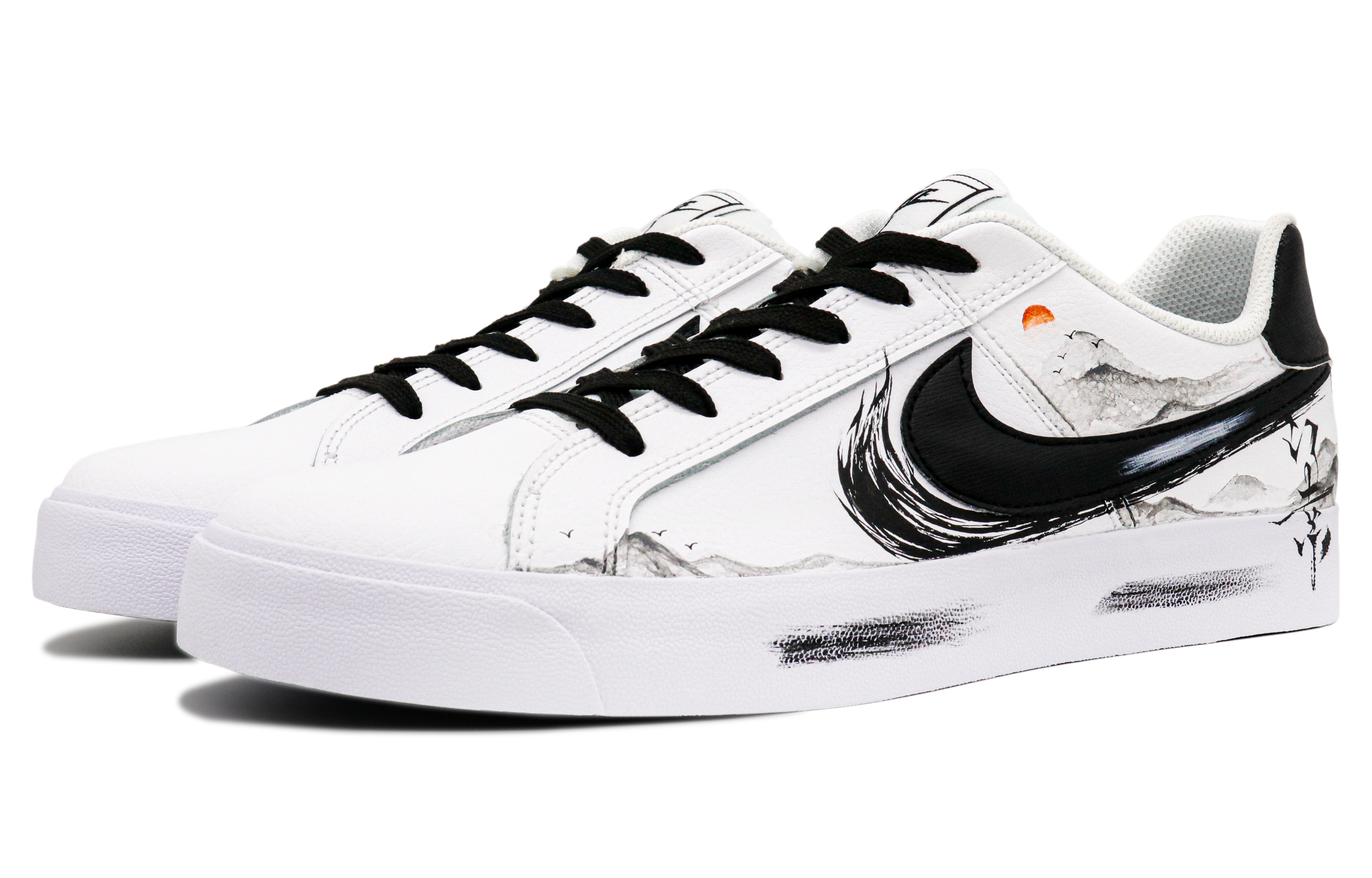 Lookbook (W) 나이키 코트 로얄 AC '블랙/화이트' (커스텀) AO2810-102(Team31-女款水墨韵江南)