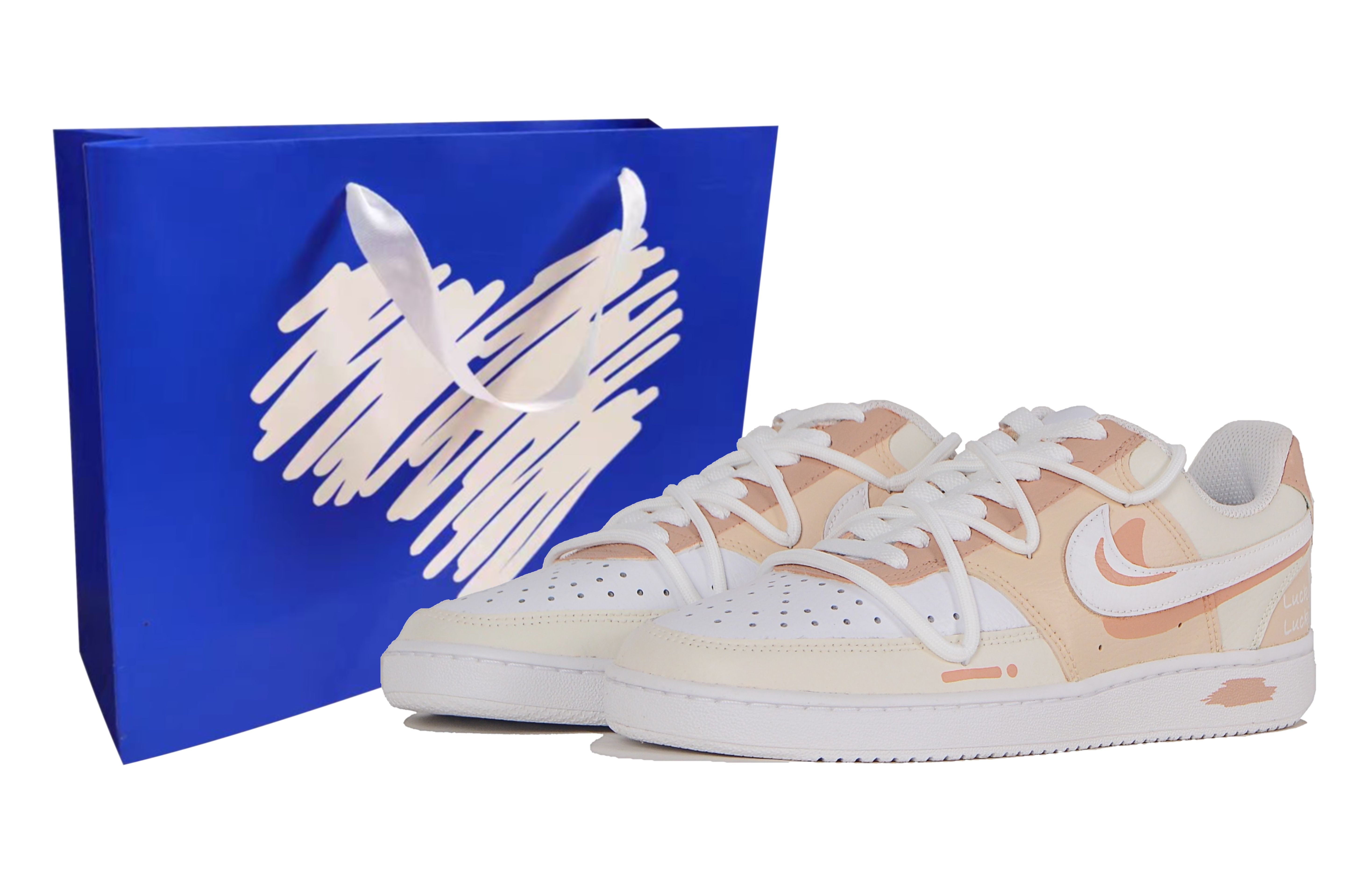 [Custom Shoes] (W) Nike Court Vision 1 'Almond Hand-Painted'