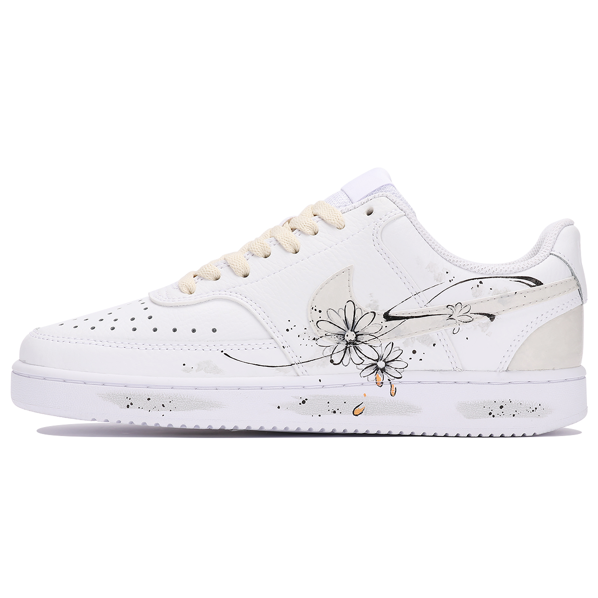 Order (W) [Sepatu Kustom] Nike Court Vision 1 'Chrysanthemum Musim Gugur ala Cina' CD5434-100(TeamThree-秋菊米白)