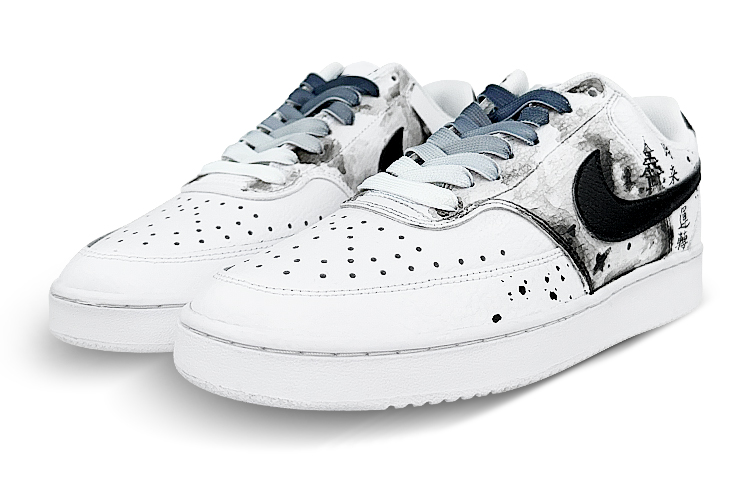 Lookbook (W) [Kasut Custom] Nike Court Vision 1 'Kesan Dakwat Luntur' CD5434-100(Team47-女款时来运转)