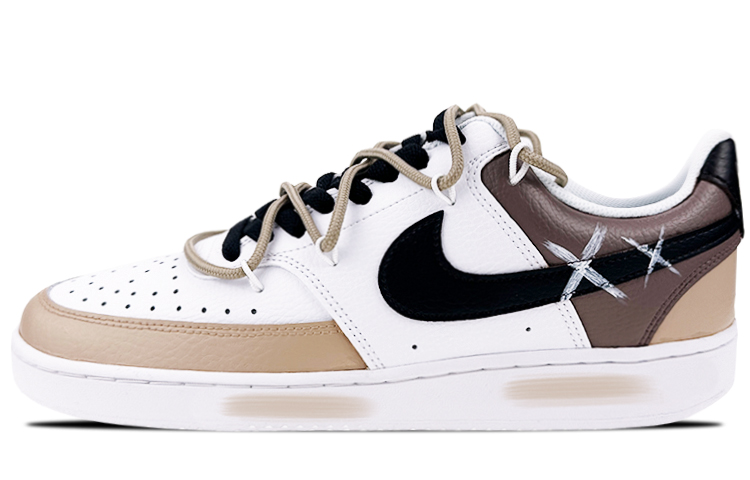 Buy 【定製球鞋】 Nike Court Vision 1 禮盒 撞色 摩卡咖啡 油漆條 解構 低幫 板鞋 女款 白卡其
