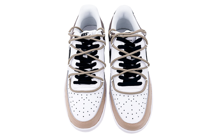 Shop 【定製球鞋】 Nike Court Vision 1 禮盒 撞色 摩卡咖啡 油漆條 解構 低幫 板鞋 女款 白卡其