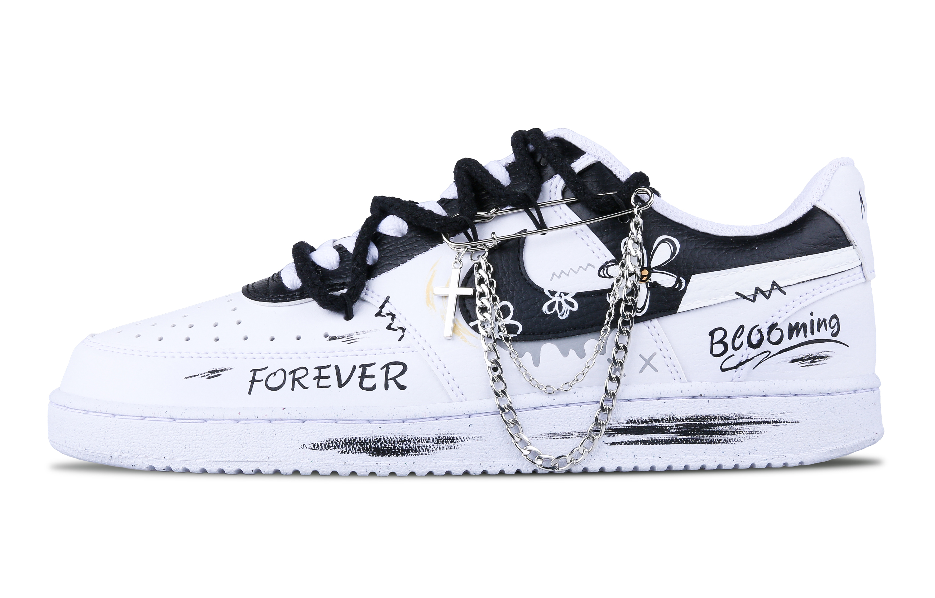 [Custom Shoes] (W) Nike Court Vision 1 'Saint Black-White'
