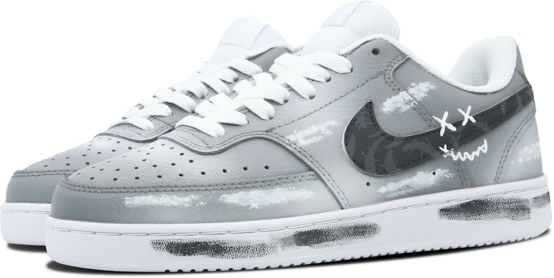 【訂製球鞋】Nike Court Vision 1 野薔薇雲霧 老化漸變 手繪塗鴉 低筒 板鞋 女款 灰白 Lookbook 【訂製球鞋】Nike Court Vision 1 野薔薇雲霧 老化漸變 手繪塗鴉 低筒 板鞋 女款 灰白