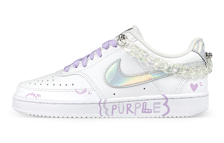 [Custom Shoes] (W) Nike Court Vision 1 'White Purple - Laser Grape Chain'