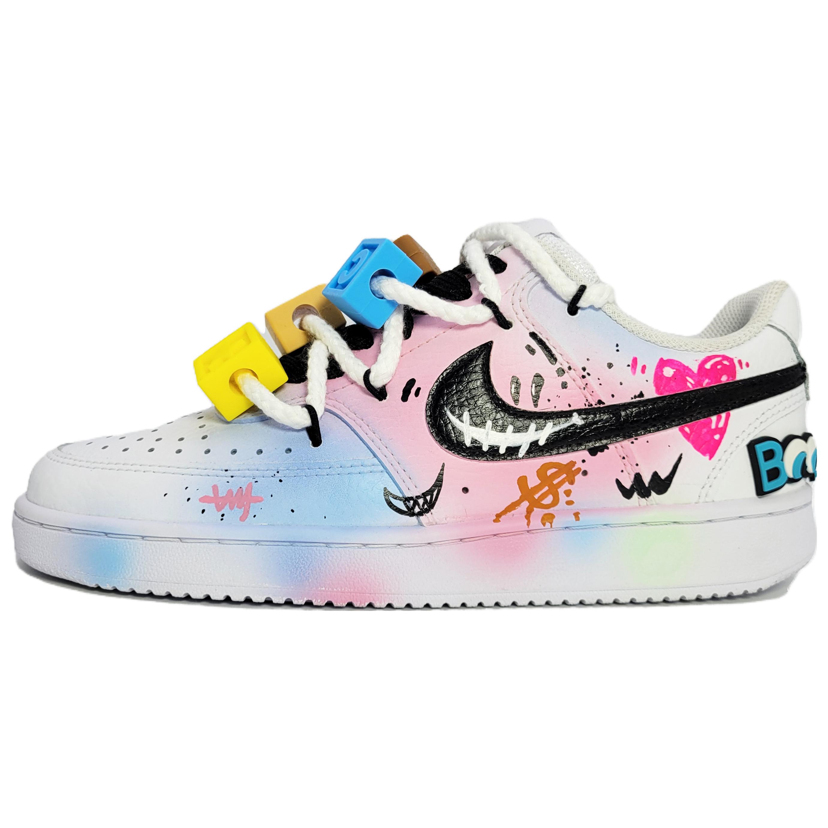 Buy (W) [Kasut Tersuai] Nike Court Vision 1 'Putih Biru Pink Grafiti' CD5434-100(Team145-小鬼涂鸦)