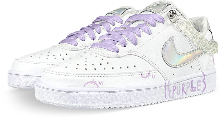 (W) Zapatillas Nike Court Vision 1 'Blanco Púrpura - Laser Grape Chain' CW5596-100(Team叁-女C镭射紫SBOX) Lookbook (W) Zapatillas Nike Court Vision 1 'Blanco Púrpura - Laser Grape Chain' CW5596-100(Team叁-女C镭射紫SBOX)