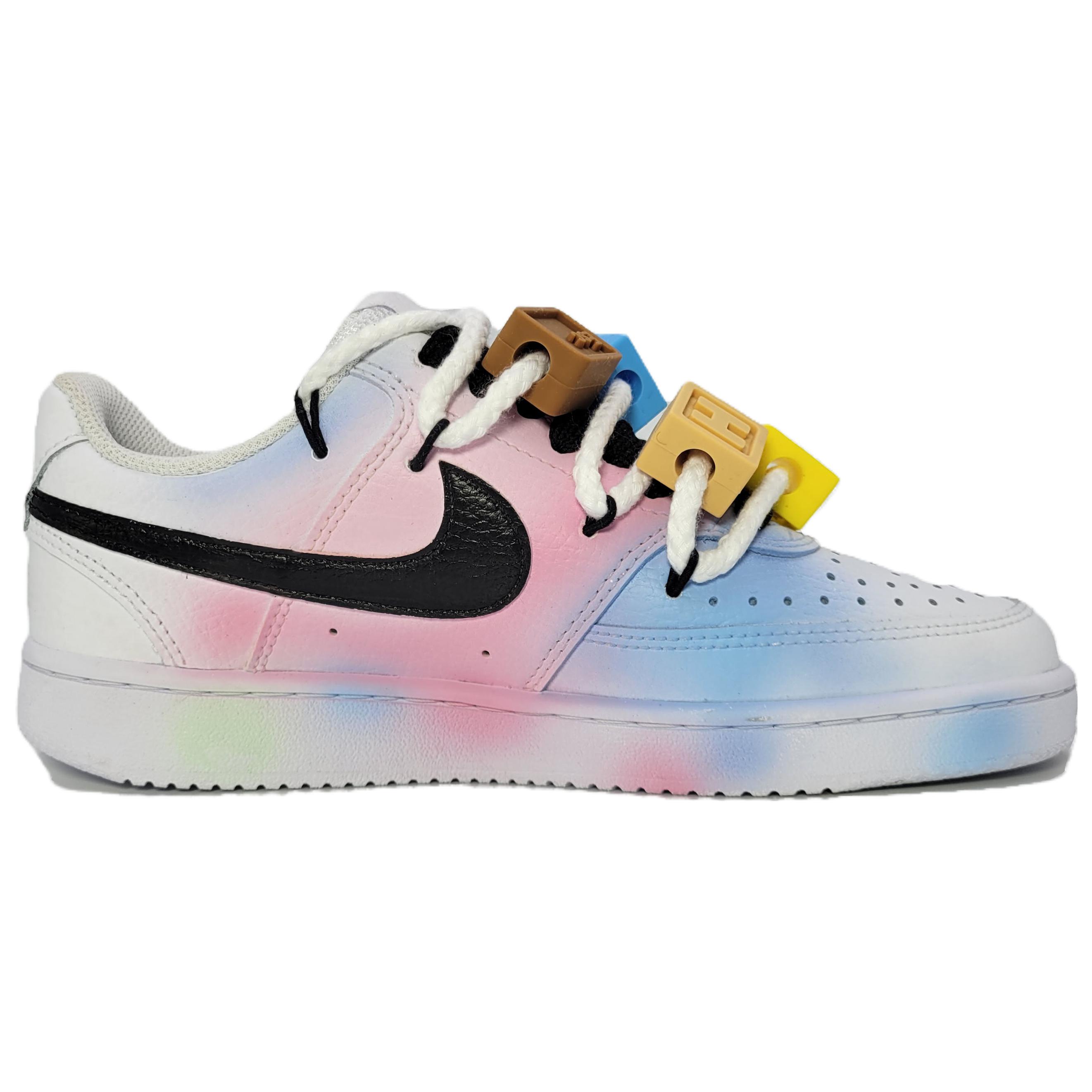 Lookbook (W) [Kasut Tersuai] Nike Court Vision 1 'Putih Biru Pink Grafiti' CD5434-100(Team145-小鬼涂鸦)