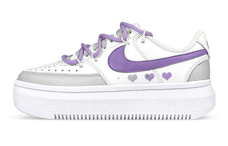 Buy 【定製球鞋】 Nike Court Vision 1 Alta 紫葡萄 愛心 解構 漸變 低筒 板鞋 女款 灰白紫