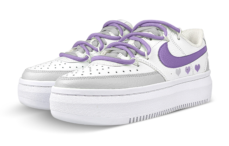 Lookbook 【定製球鞋】 Nike Court Vision 1 Alta 紫葡萄 愛心 解構 漸變 低筒 板鞋 女款 灰白紫