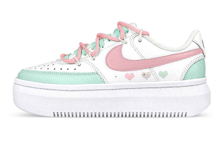 [Custom Shoes] (Women) Nike Court Vision 1 Alta 'Lychee Heart Deconstructed Gradient White Green Pink'