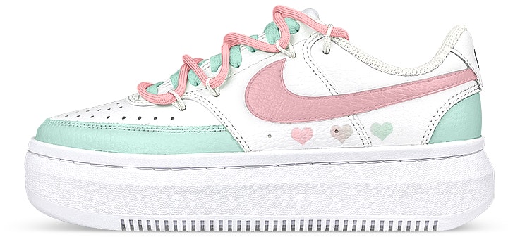 custom-shoes-women-nike-court-vision-1-alta-lychee-heart-deconstructed-gradient-white-green-pink