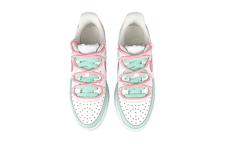 Shop (W) [Kasut Custom] Nike Court Vision 1 Alta 'Lychee Heart Gradient Putih Hijau Merah Jambu' DM0113-100(Team47-女A荔枝解)