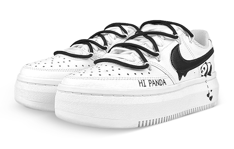 Lookbook (W) [Kasut Kustom] Nike Court Vision 1 Alta 'Panda Terkupas - Putih Hitam' DM0113-100(Team47-女A熊猫解SBOX)
