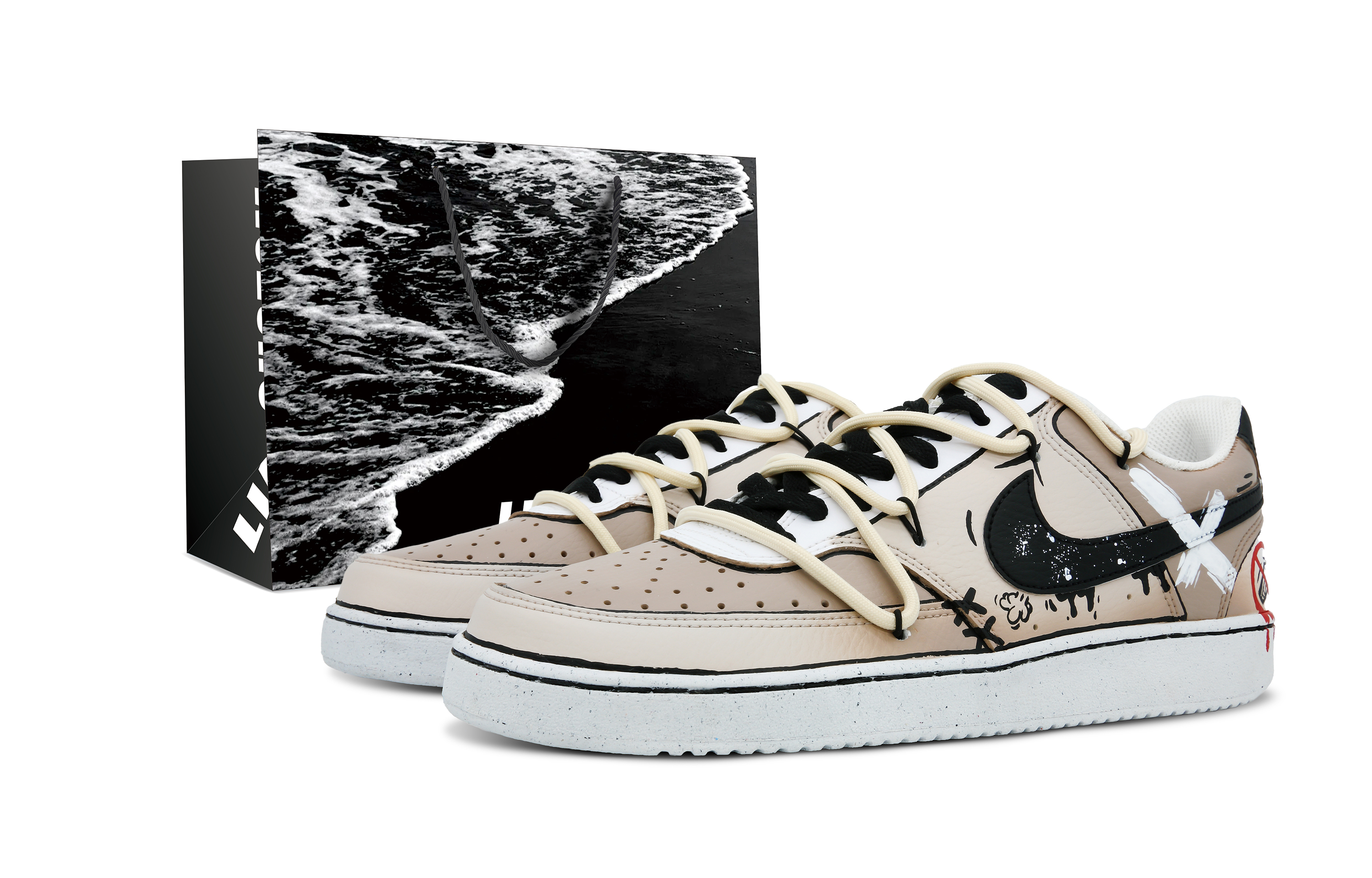 Buy (W) [Kasut Custom] Nike Court Vision 1 Low 'Black Desert Handbag' DH3158-101-484933