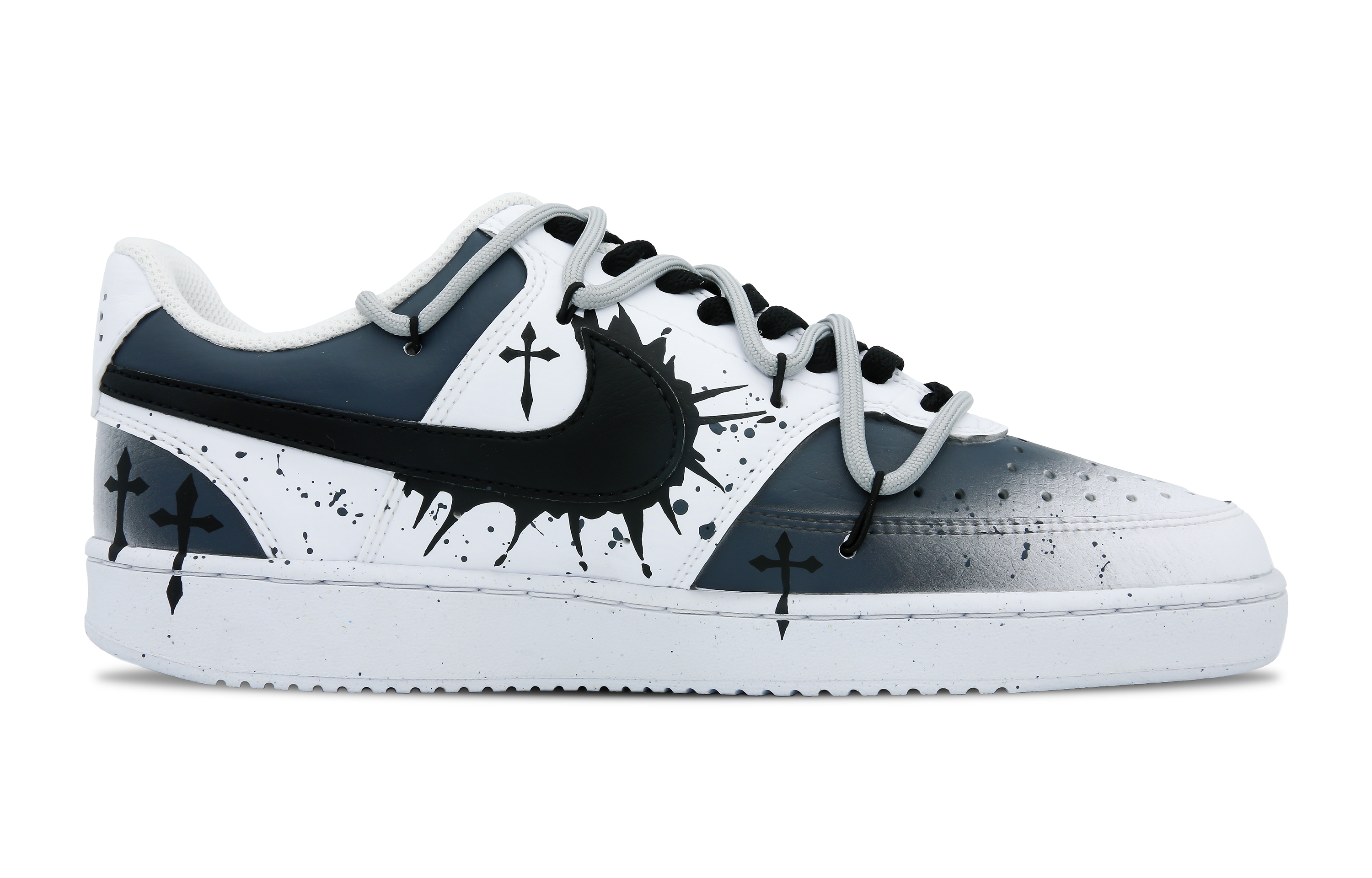 [Custom Shoes] (W) Nike Court Vision 1 Low 'Blue Black Cross Chaos' 圖 3