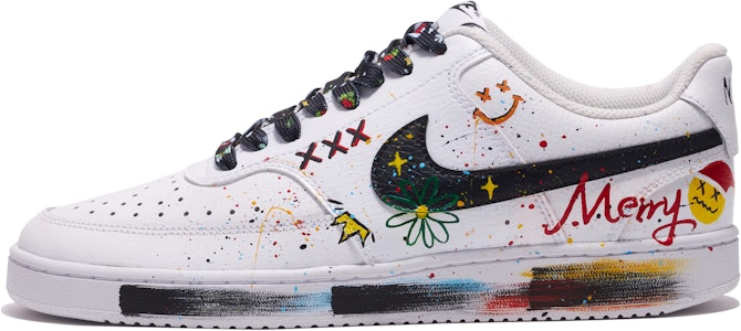 【客製化球鞋】Nike Court Vision 1 Low CS 塗鴉 聖誕主題 手繪塗鴉 特殊鞋盒 低筒 板鞋 女款 黑白 Buy 【客製化球鞋】Nike Court Vision 1 Low CS 塗鴉 聖誕主題 手繪塗鴉 特殊鞋盒 低筒 板鞋 女款 黑白