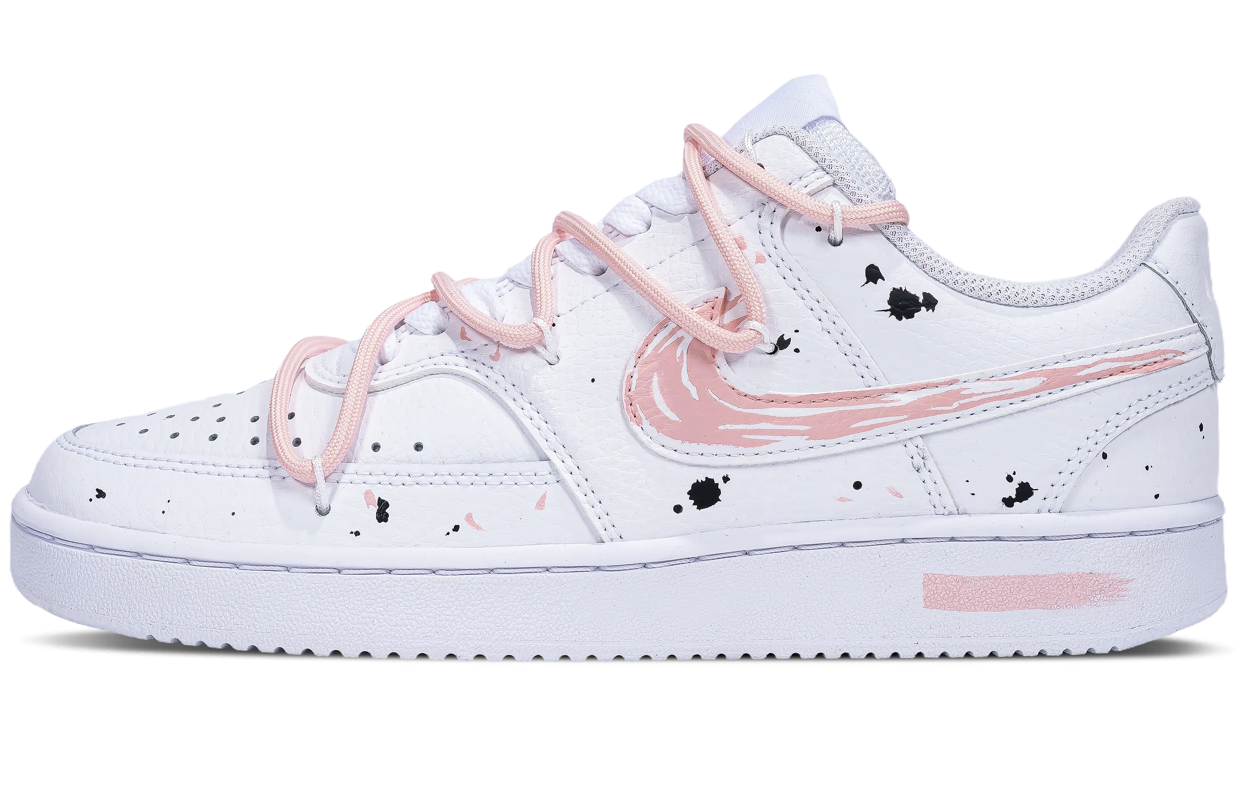 [Custom Shoes] (W) Nike Court Vision 1 Low 'Chinese Ink Splash - White Pink'