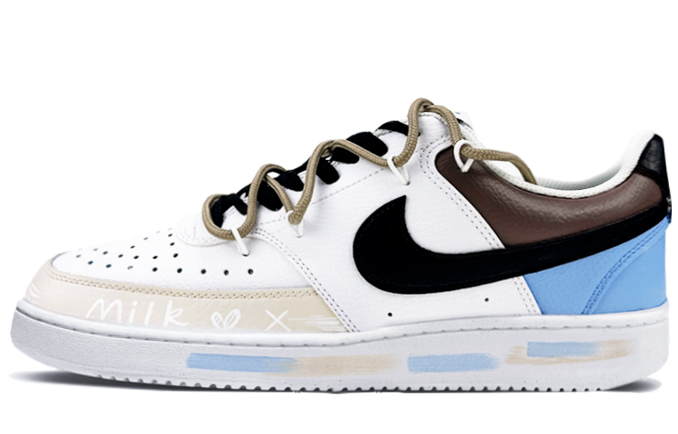 [Custom Shoes] (W) Nike Court Vision 1 Low 'Cow Paint Stripe Deconstructed White Blue'