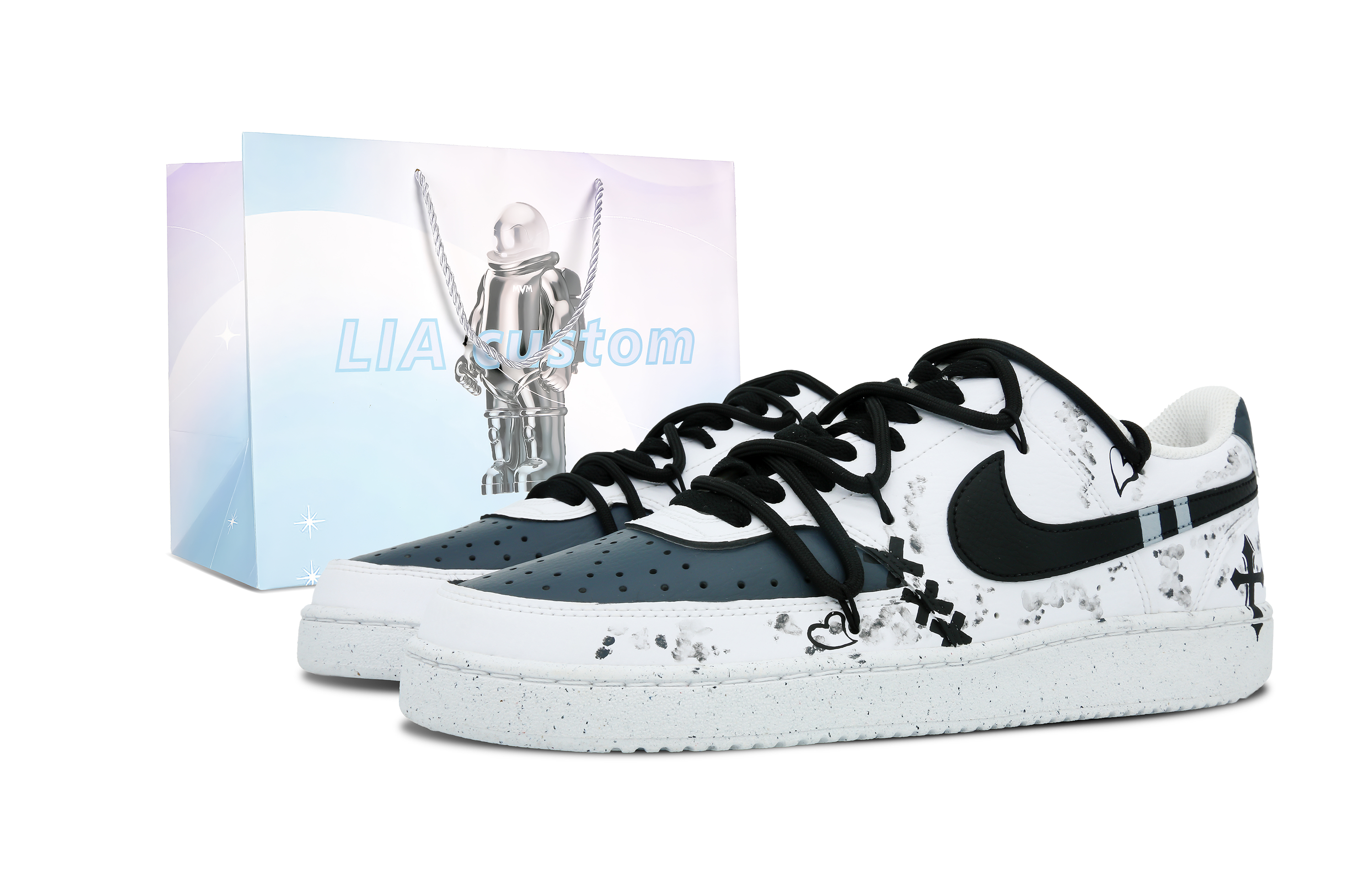 Buy (W) [Sneakers Custom] Nike Court Vision 1 Low 'Cross Seal - Celestial' DH3158-101-484966