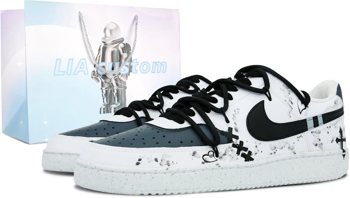 【客製化球鞋】Nike Court Vision 1 Low 十字封印 星球手提袋 小眾潮流 低筒 板鞋 女款 白黑 Buy 【客製化球鞋】Nike Court Vision 1 Low 十字封印 星球手提袋 小眾潮流 低筒 板鞋 女款 白黑