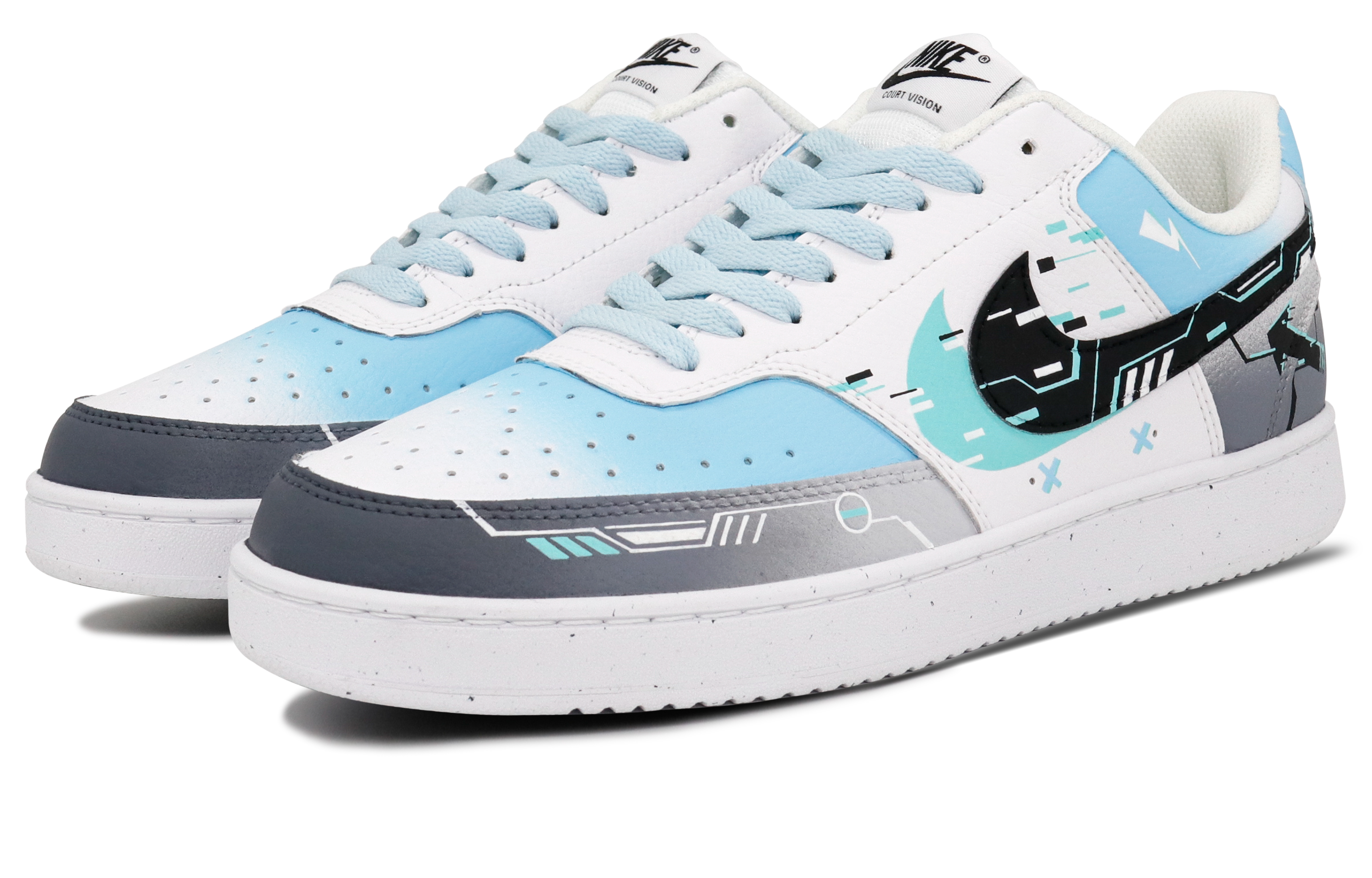 [Custom Shoes] (W) Nike Court Vision 1 Low 'Cyberpunk Graffiti Grey' 圖 3