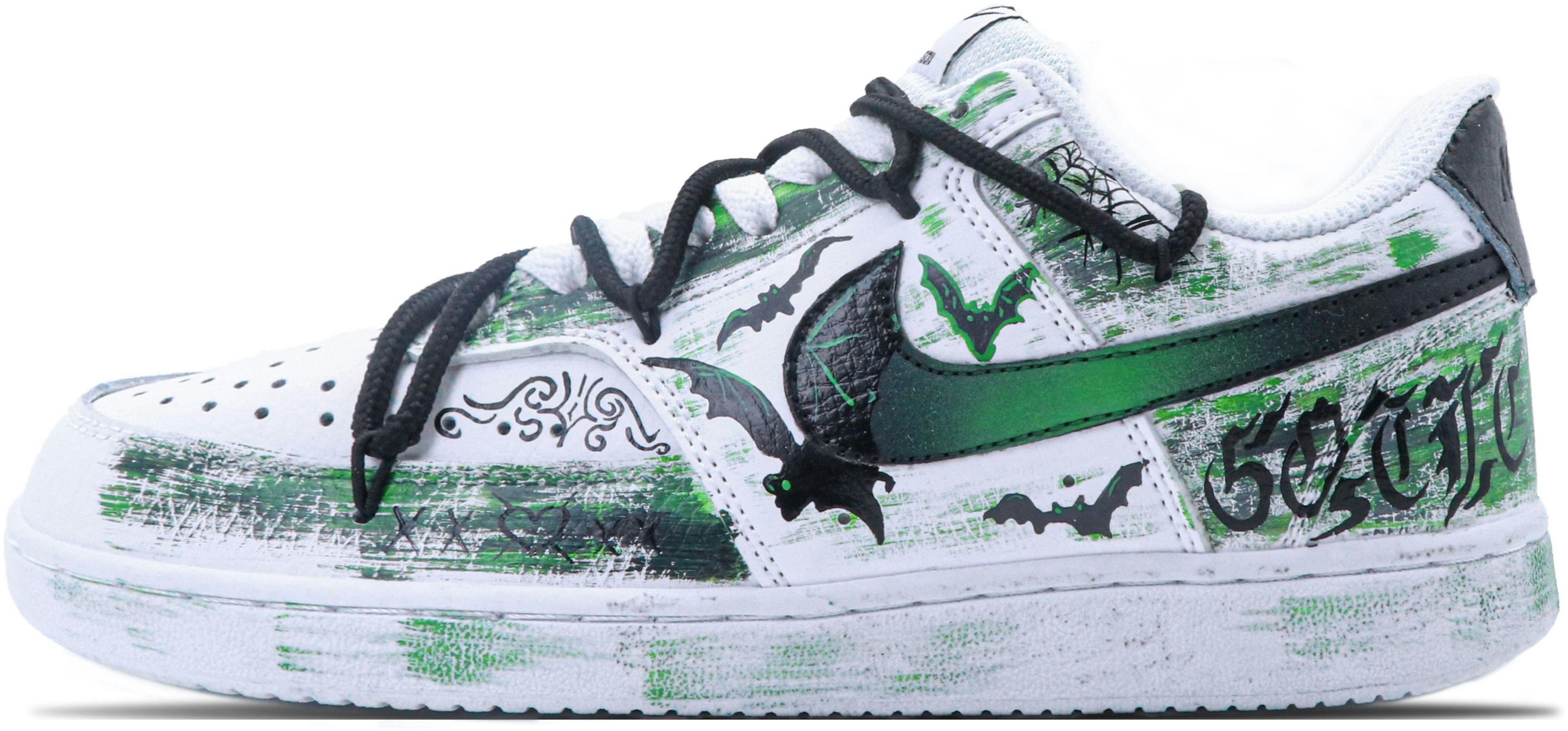 custom-shoes-women-nike-court-vision-1-low-dracula-dark-gothic-green