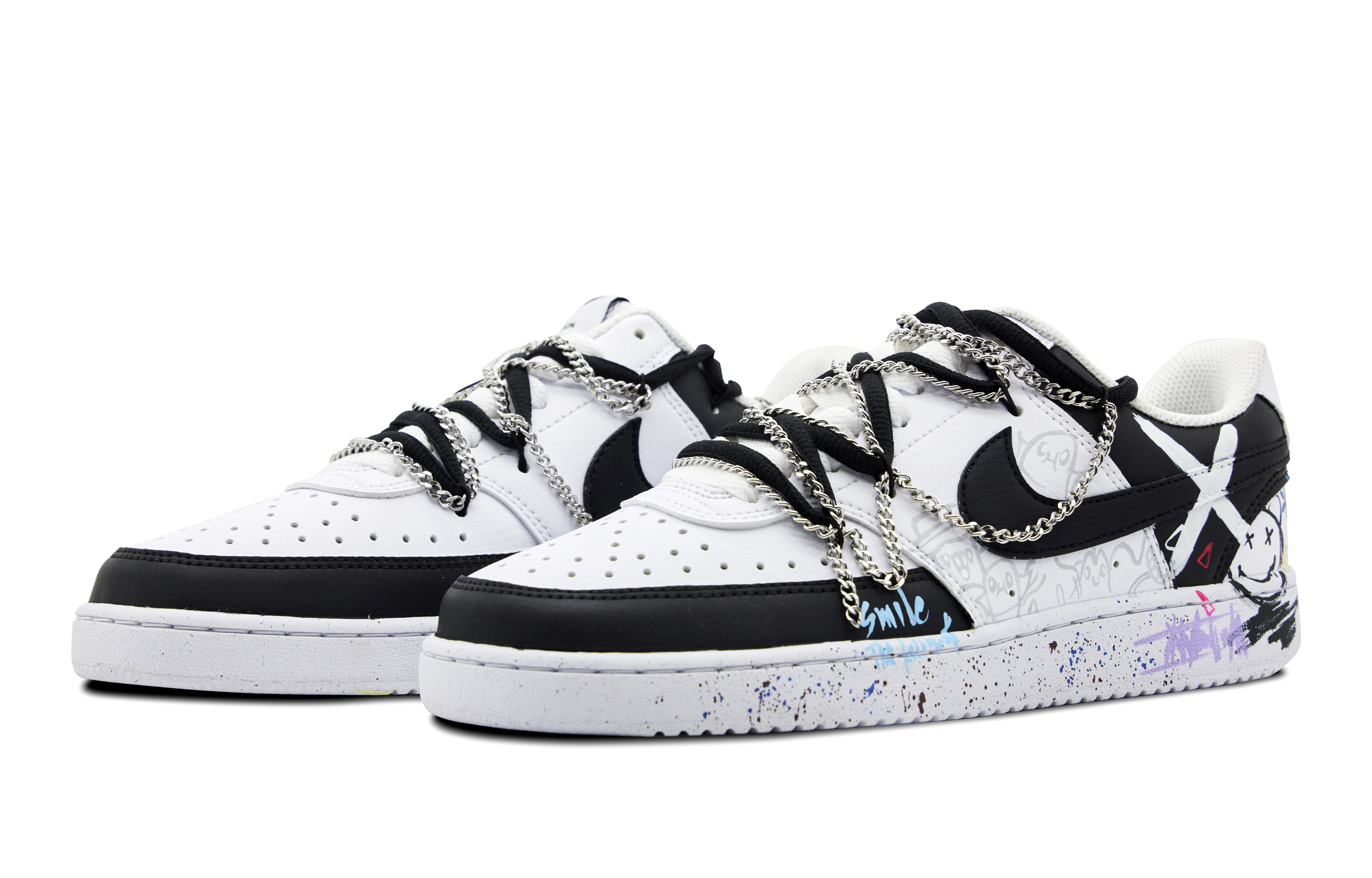 [Custom Shoes] (W) Nike Court Vision 1 Low 'Graffiti Monochrome Quirky Street' 圖 3
