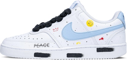 【客製球鞋】Nike Court Vision 1 Low 字母笑臉 藍色限定 泼墨 簡約 搭配任何風格的 低筒 板鞋 女款 白淺藍 Buy 【客製球鞋】Nike Court Vision 1 Low 字母笑臉 藍色限定 泼墨 簡約 搭配任何風格的 低筒 板鞋 女款 白淺藍