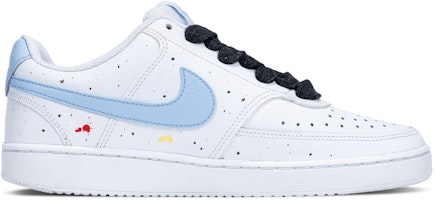 【客製球鞋】Nike Court Vision 1 Low 字母笑臉 藍色限定 泼墨 簡約 搭配任何風格的 低筒 板鞋 女款 白淺藍 Order 【客製球鞋】Nike Court Vision 1 Low 字母笑臉 藍色限定 泼墨 簡約 搭配任何風格的 低筒 板鞋 女款 白淺藍