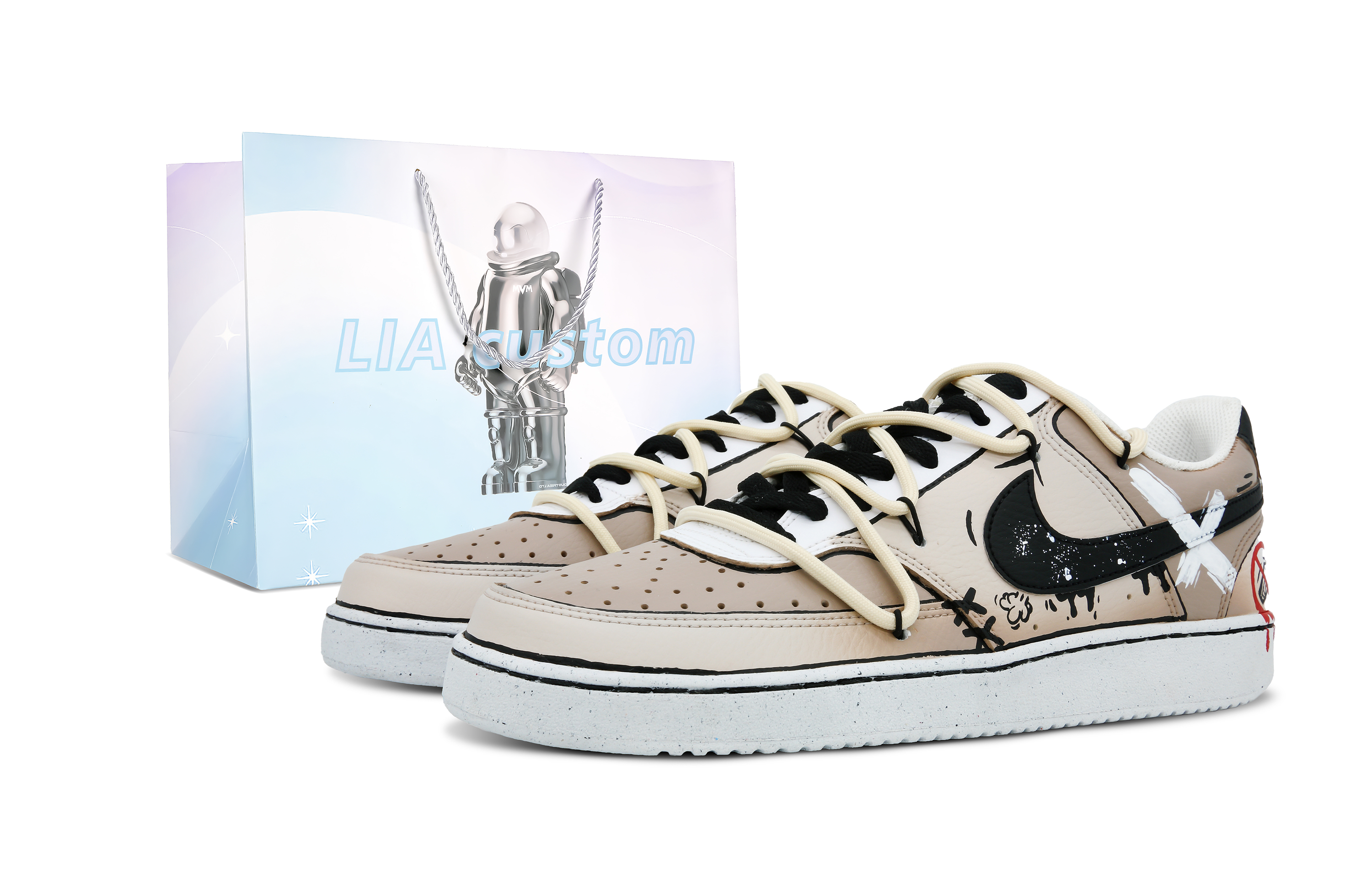 Buy (W) [定制鞋] 耐克Court Vision Low '黑棕托特' DH3158-101-484957