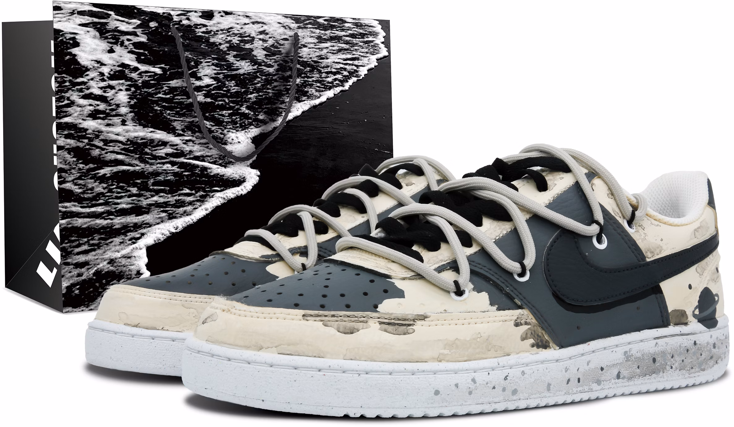 custom-shoes-women-nike-court-vision-low-black-sand-beach-tote-dh-3158-101-484948
