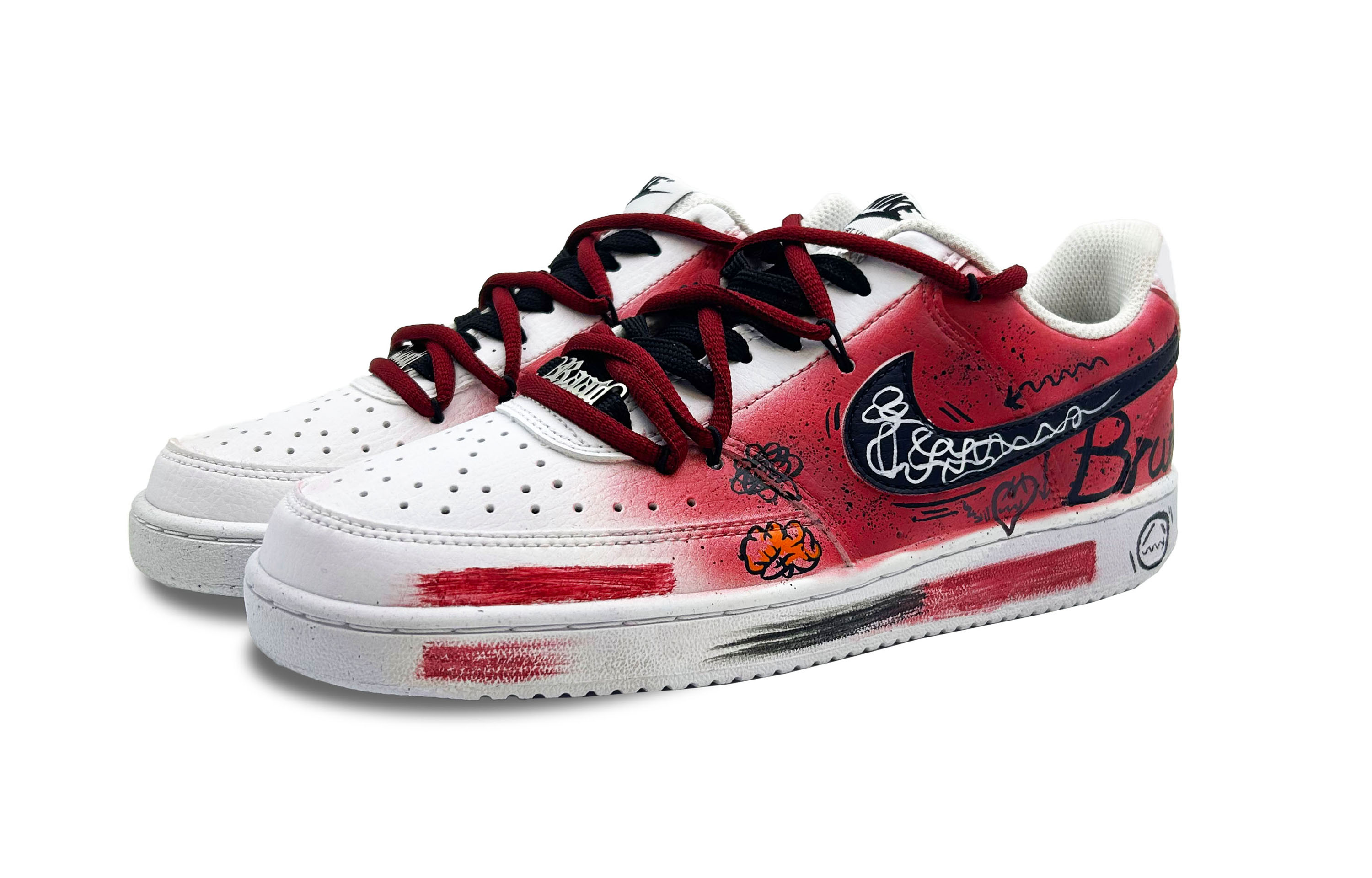 Lookbook (W) [Kasut Custom] Nike Court Vision Low 'Brain Aged Merah' DH3158-101-486781