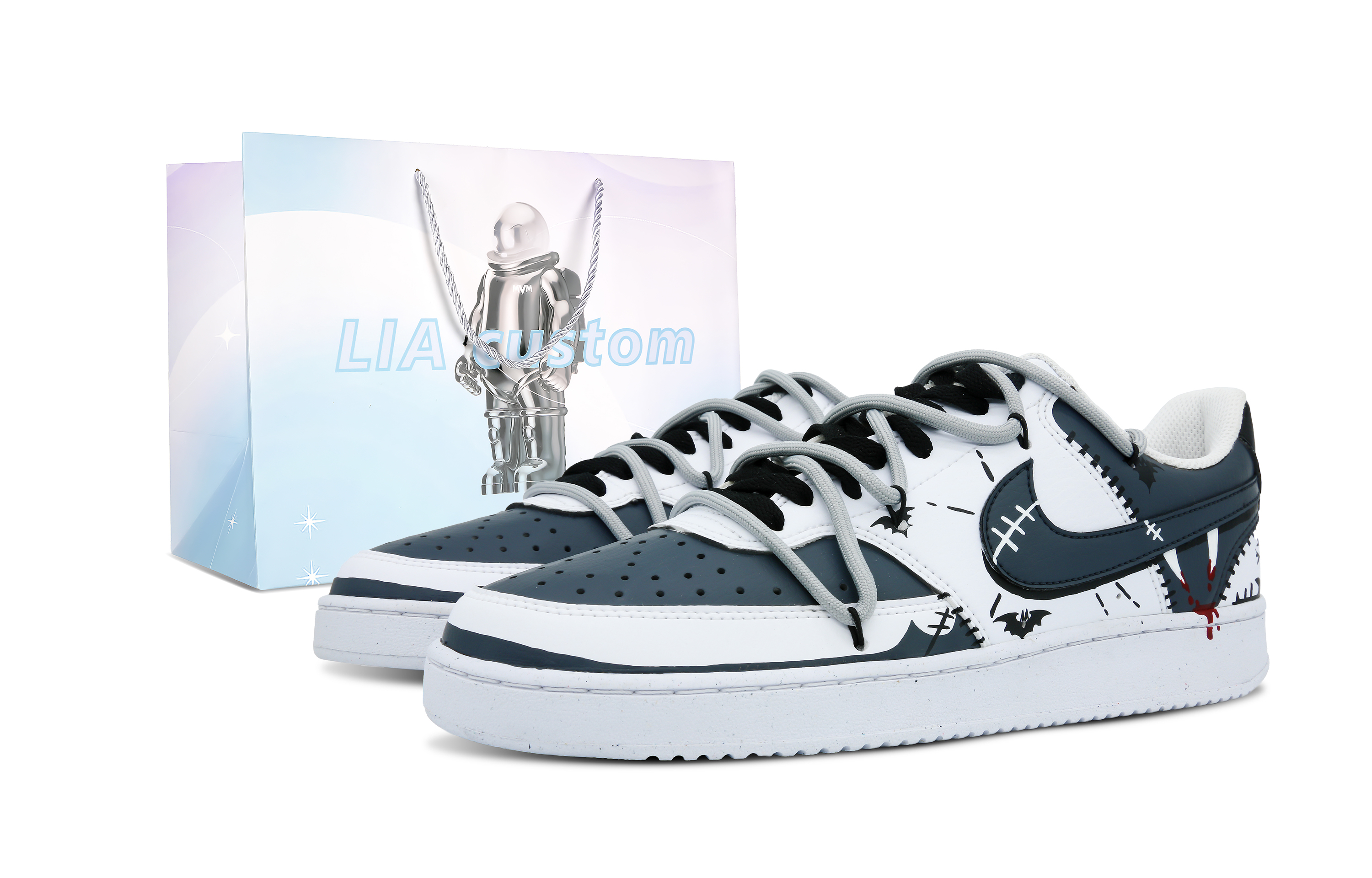 Buy (W) [Zapatillas Personalizadas] Nike Court Vision Low 'Drácula Halloween' DH3158-101-484939