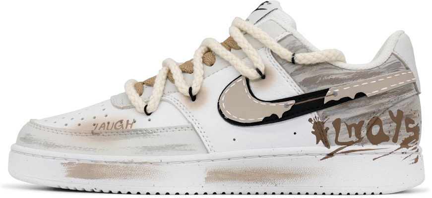 【客製球鞋】Nike Court Vision 1 瘋創造造 末日廢墟 復古 做舊 廢墟風 貼皮 簡約 百搭 解構 防滑耐磨 低筒 板鞋 女款 灰棕色 Buy 【客製球鞋】Nike Court Vision 1 瘋創造造 末日廢墟 復古 做舊 廢墟風 貼皮 簡約 百搭 解構 防滑耐磨 低筒 板鞋 女款 灰棕色