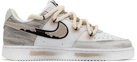 【客製球鞋】Nike Court Vision 1 瘋創造造 末日廢墟 復古 做舊 廢墟風 貼皮 簡約 百搭 解構 防滑耐磨 低筒 板鞋 女款 灰棕色 Lookbook 【客製球鞋】Nike Court Vision 1 瘋創造造 末日廢墟 復古 做舊 廢墟風 貼皮 簡約 百搭 解構 防滑耐磨 低筒 板鞋 女款 灰棕色