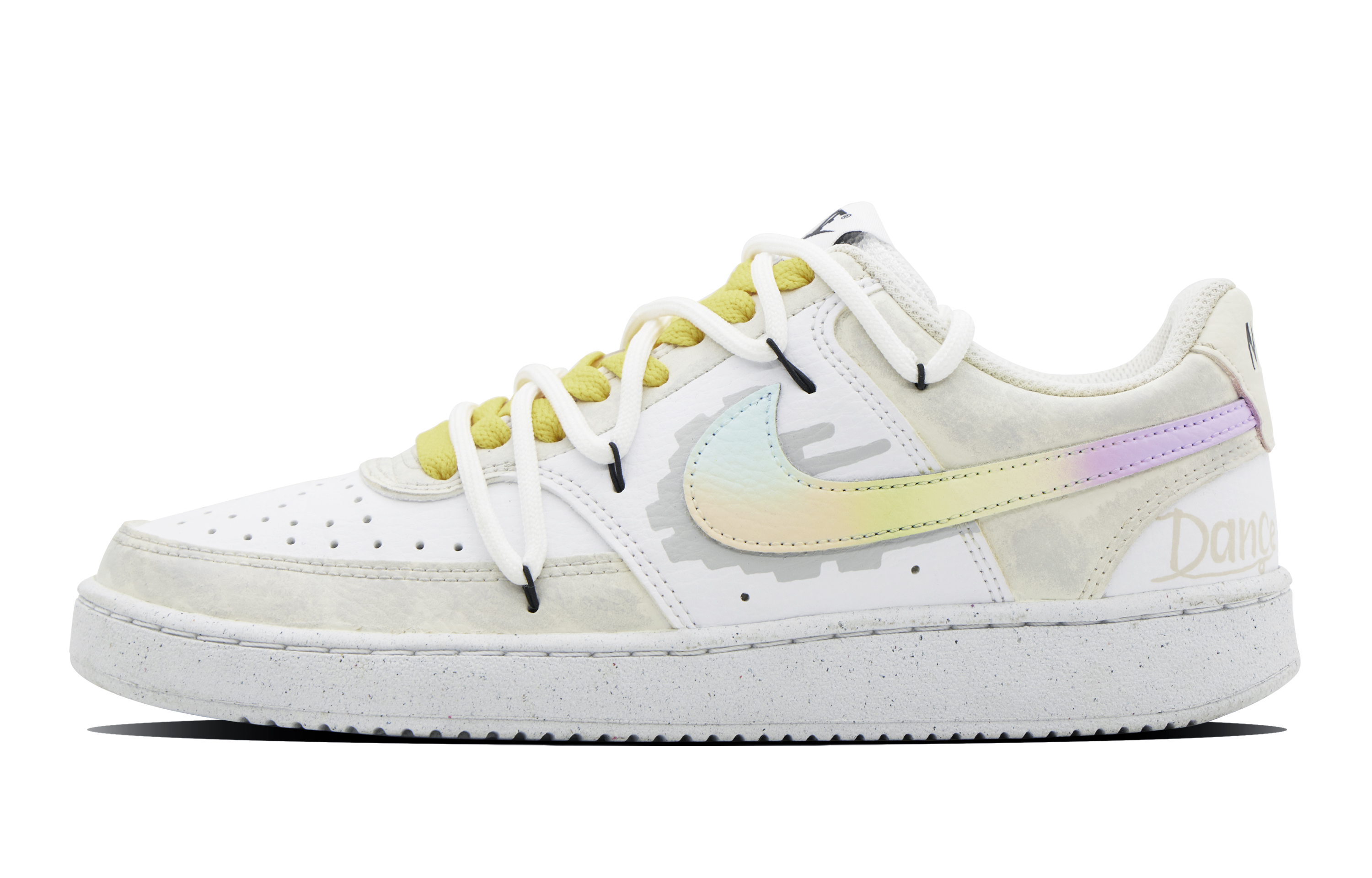 Buy 【定製球鞋】Nike Court Vision 1 Low 迷幻 夢幻迴廊 獨特 夢幻空間 低筒 板鞋 女款 米黃灰