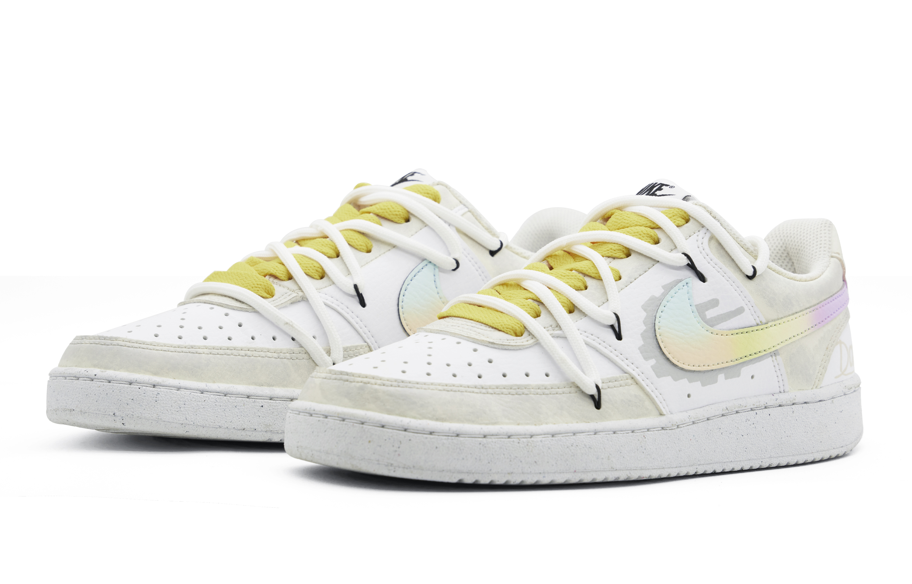 Lookbook 【定製球鞋】Nike Court Vision 1 Low 迷幻 夢幻迴廊 獨特 夢幻空間 低筒 板鞋 女款 米黃灰