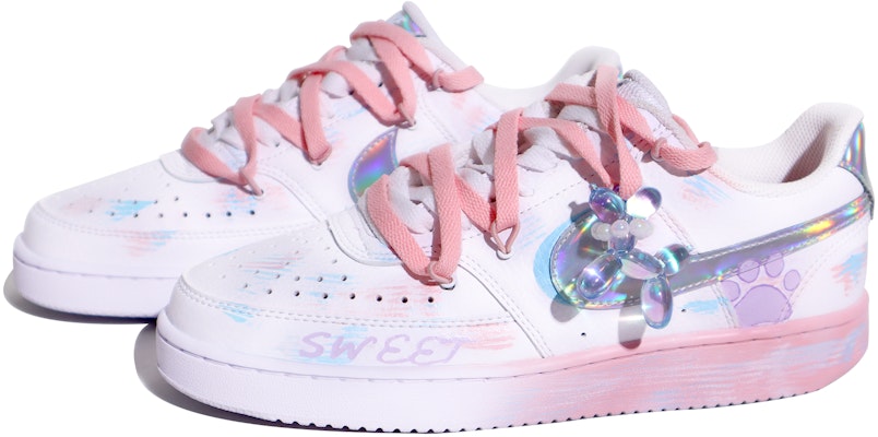 (W) 【定制鞋款】Nike Court Vision Low '激光小狗粉白' CW5596-100(TeamX-镭射小狗女款) Lookbook (W) 【定制鞋款】Nike Court Vision Low '激光小狗粉白' CW5596-100(TeamX-镭射小狗女款)