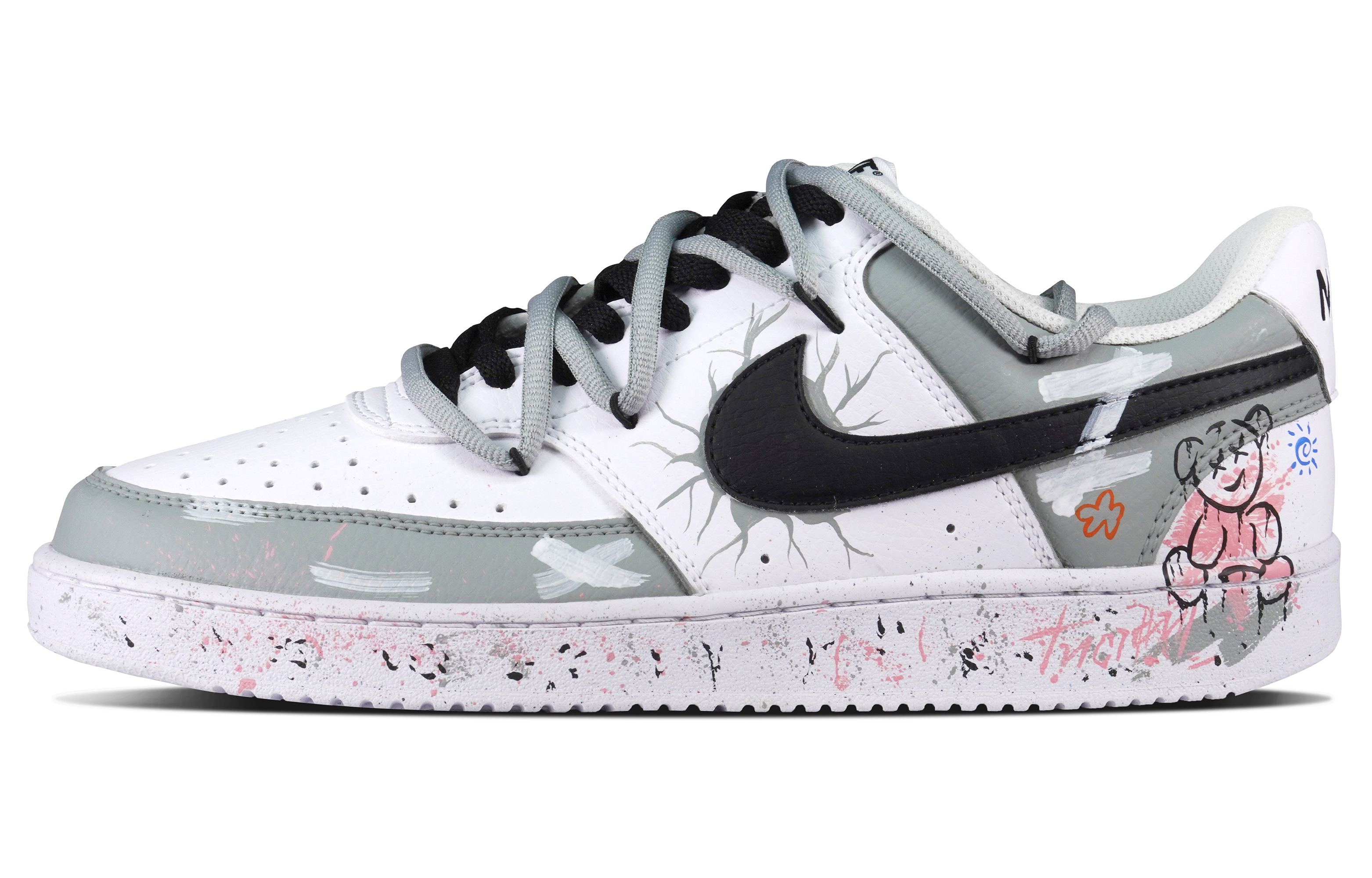 [Custom Shoes] (W) Nike Court Vision Low 'Panda Grey'