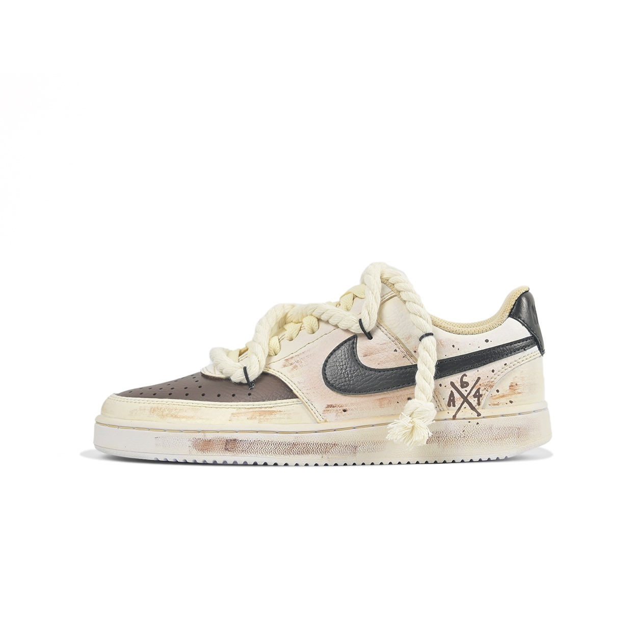 Buy (W) [Kasut Custom] Nike Court Vision Low 'Graffiti Retro Beige Teroksidasi' DH3158-100-459722