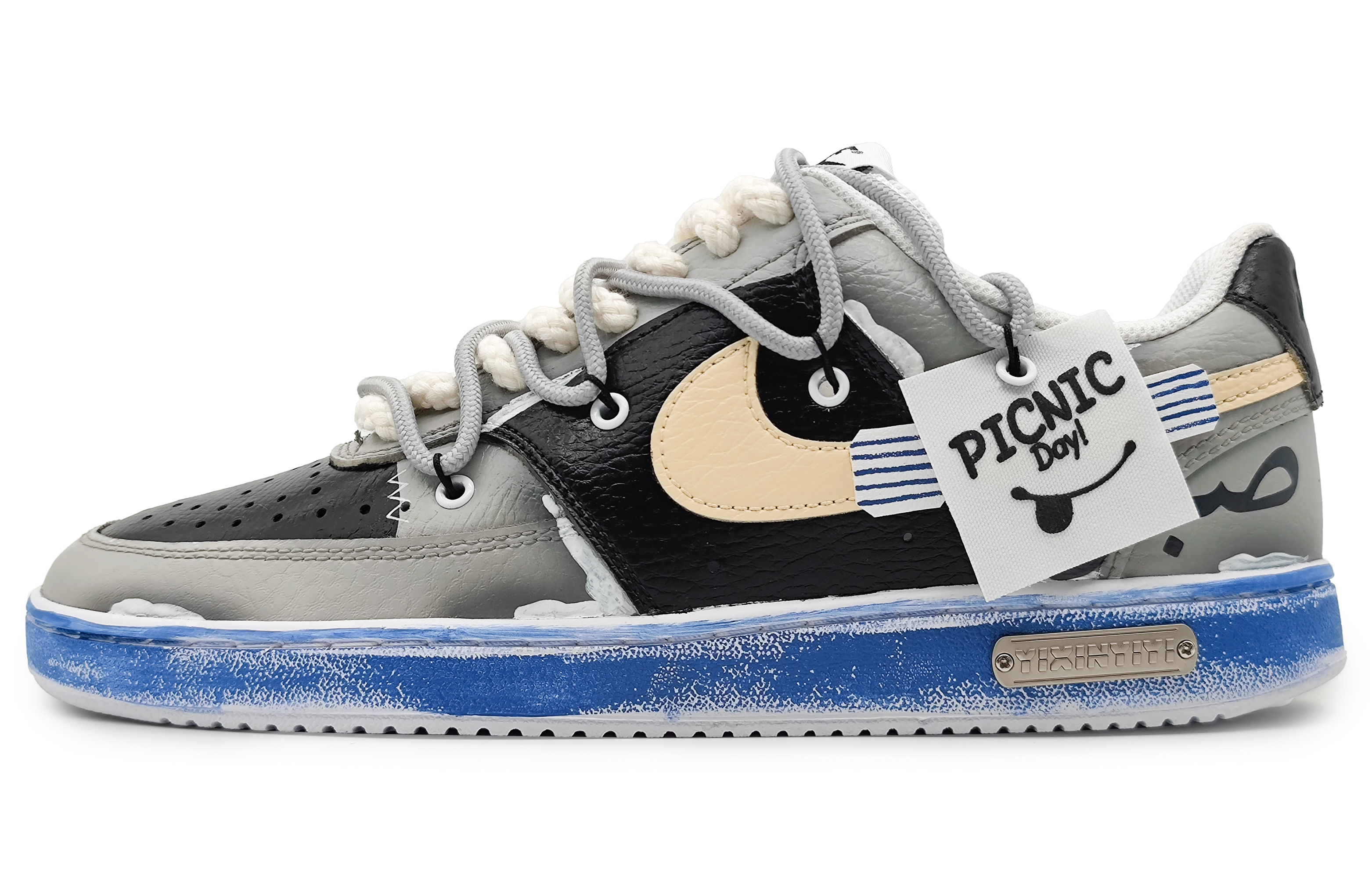 Buy [Custom Shoes] (Women) Nike Court Vision Low 'Yellow Black Grey Fade'