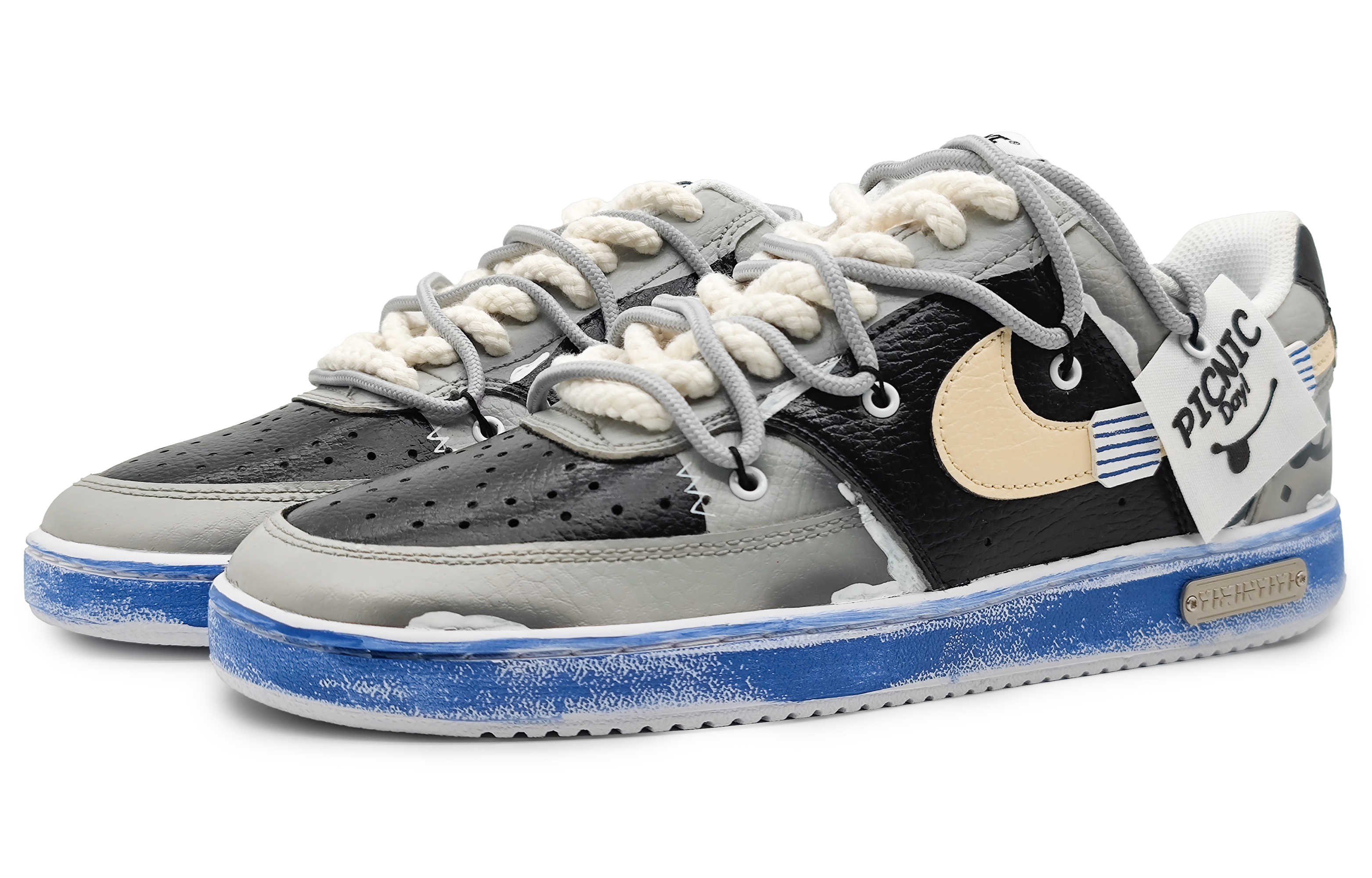 Lookbook [Custom Shoes] (Women) Nike Court Vision Low 'Yellow Black Grey Fade'